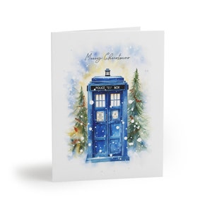 Cartes de Noël de geek, cartes de Noël Doctor Who, paquet de cartes des fêtes de fin d'année, cartes de joyeux Noël artistiques Fantasy, cartes Tardis 8/16/24 pcs