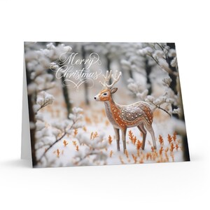 Christmas greeting cards, Holiday season card pack, Artistic Xmas cards, Merry Christmas cards, Cute Deer & forest Xmas cards 8/16/24 pcs