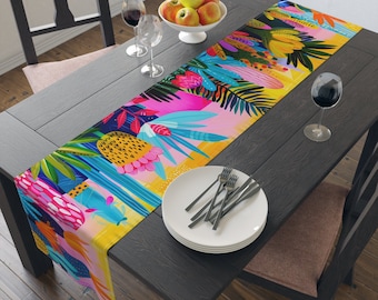 Floral table runner, Spring table runner, Colorful table runner, Boho table runner, Cotton runner, Dinner decorations, House warming gift