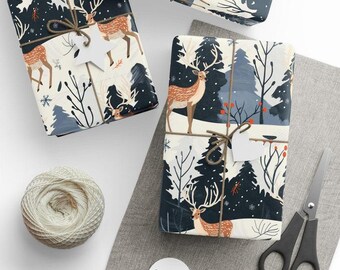Weihnachtspapierrolle, Geschenkpapier, Rentier Geschenkpapier, Geschenkpapierrolle, Geschenkpapierrolle, Wintermärchenpapier