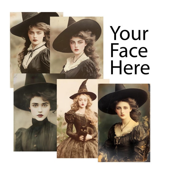 Witch personalized portrait, Wiccan custom poster, Woman AI photo, Victorian portrait for women, Vintage style, Historical photos, Printable