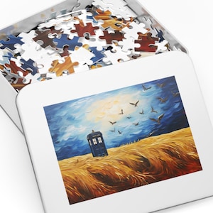 Doctor Who gift, Jigsaw puzzles 1000, Tardis puzzle, Jigsaw puzzle adults, Artistic, Colorful, Geek gift, Van Gogh Puzzle 252/500/1000 piece