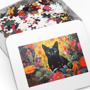 jigsaw puzzles 1000, Cat lover gift, Floral Jigsaw puzzle, Jigsaw puzzles adults, Cat lady, Colorful Puzzle for kids 252 / 500 / 1000-Piec