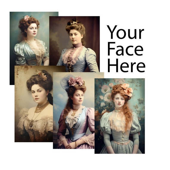 Personalized portrait, Custom made poster, Woman AI photo, Victorian portrait for women, Vintage style, Historical photos printable wall art