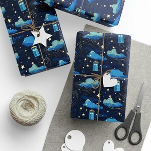 Doctor Who Gifts, Tardis wrap paper, Christmas gift wrapping, Gift wrapping paper, Sci Fi gift, Whovian gift, Geek gift, Wrap paper roll image 8