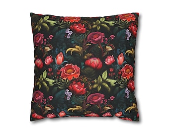 Throw pillow cover, Flowers pillow, Square pillowcase, Designer pillow, Boho pillow case, Decorative pillow, Colorful cushion cover Eclectic