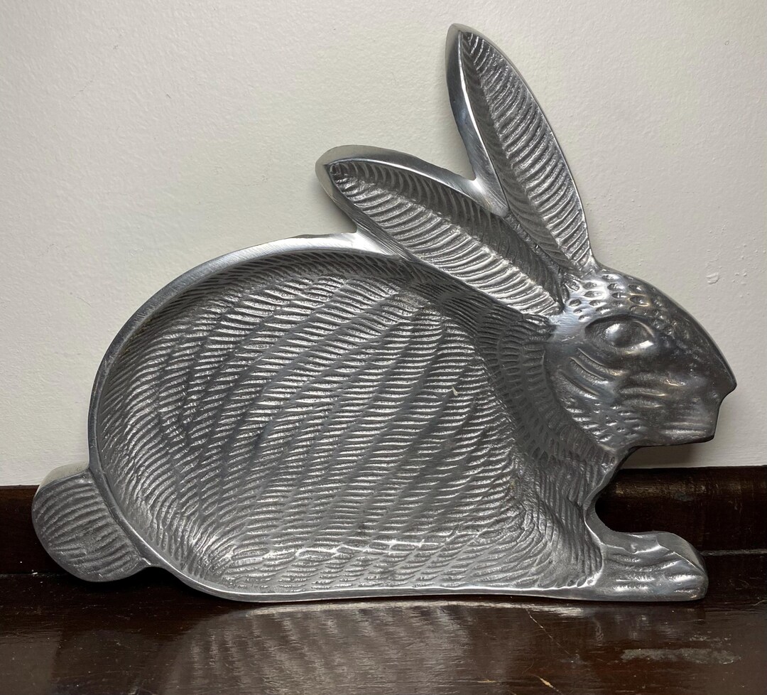 Vintage Pewter Metal Rabbit Dish Trinket Dish Tray - Etsy