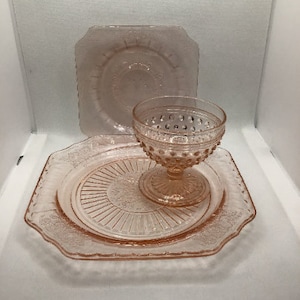 Pink Depression Glass | Lot 3 Pieces | Pink Glass