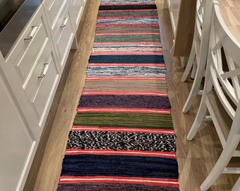 Floor Runner Handwoven Rug - Norwegian Tradition Inspired Scandinavian Home Decor