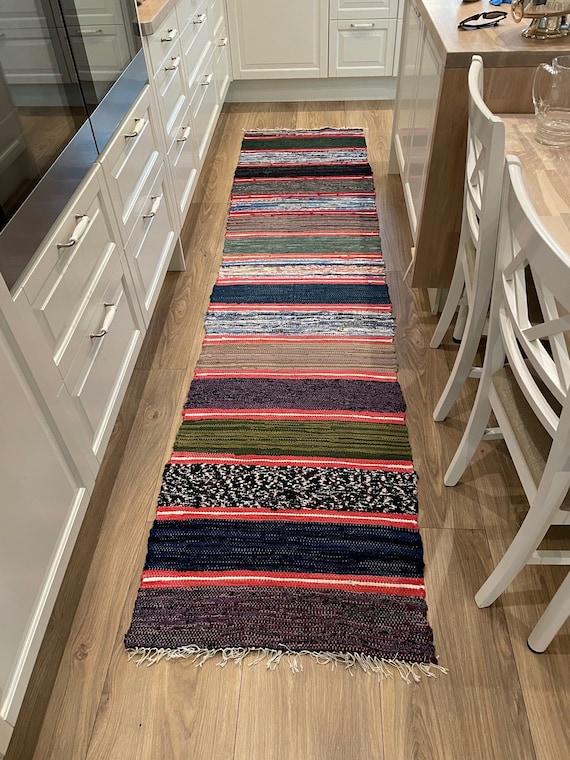 Floor Runner Handwoven Rug - Norwegian Tradition Inspired Scandinavian Home Decor