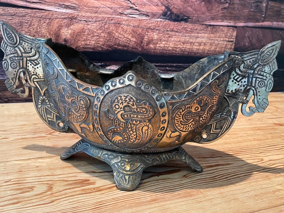 Jardinier with Viking Ornaments - Antique Bronze Plated - Unique