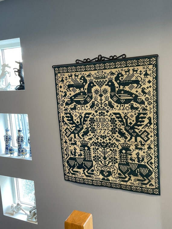Handcrafted Vintage Wall Art Featuring Norwegian Traditional Pattern - Unique Home Decor