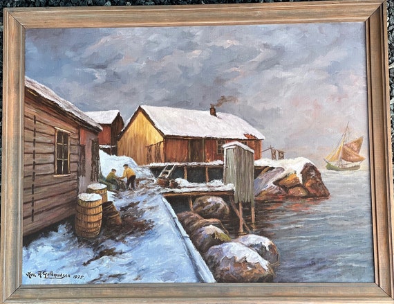Rorbu - fishermans cabin - painting from northern Norway