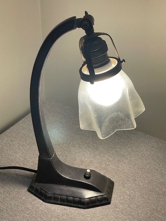 Table Lamp Art Deco with Glass Shade
