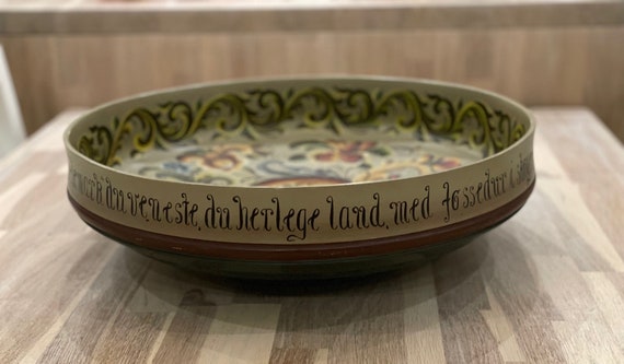 Telemark Handcrafted Rose-Painted Wooden Bowl  - Rustic and Unique Table Centerpiece