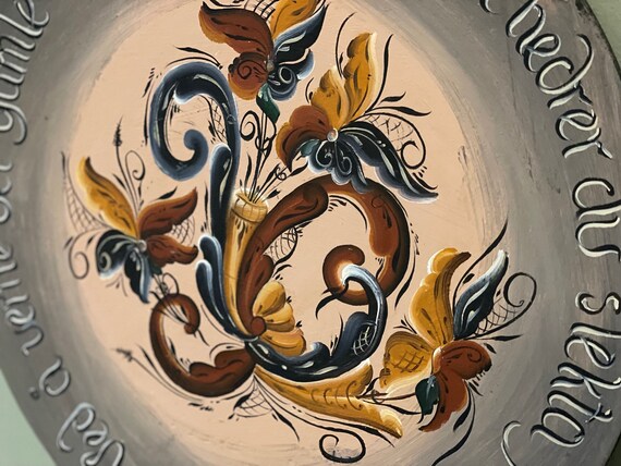 Hand-Painted Rose Wall Platter - wood