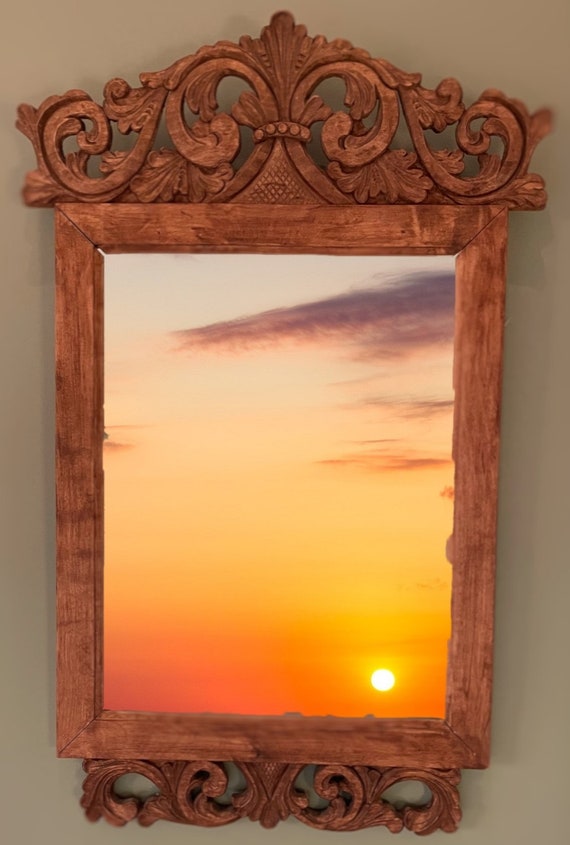 Mirror handcarved norwegian tradition