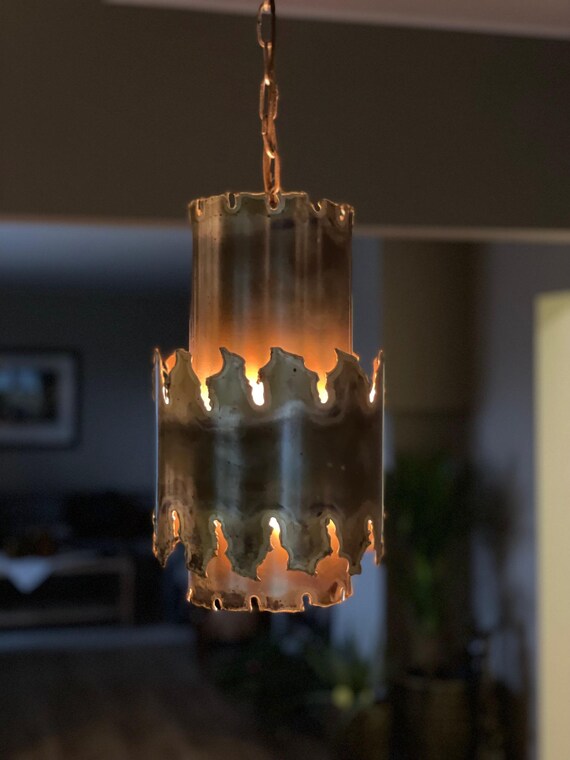1970s Brass Brutalist Pendant Light - Retro Chic Decor by Sven Aage Holm Sorensen