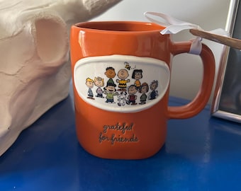 Rae Dunn Peanuts Gang Snoopy Woodstock Grateful for Friends Mug