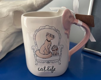 Rae Dunn Disney The Aristocats Duchess and Marie Cat Life Pink Bow Mug