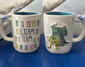 Rae Dunn Disney Monsters Inc Sulley Mike Wazowski Scream Team Double Sided Mug