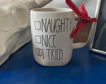 Rae Dunn Christmas White Naughty Nice I Tried Checklist Mug