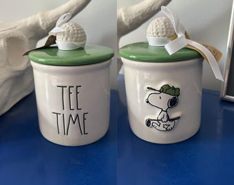 Rae Dunn Peanuts Snoopy Tee Time Golf Canister Candy Jar