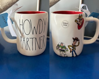 Rae Dunn Disney Pixar Toy Story Woody Buzz Lightyear Jessie Howdy Partner Mug
