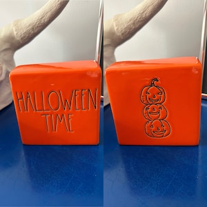 Rae Dunn Halloween Time Stacked Pumpkins Double Sided Halloween Sign Decoration
