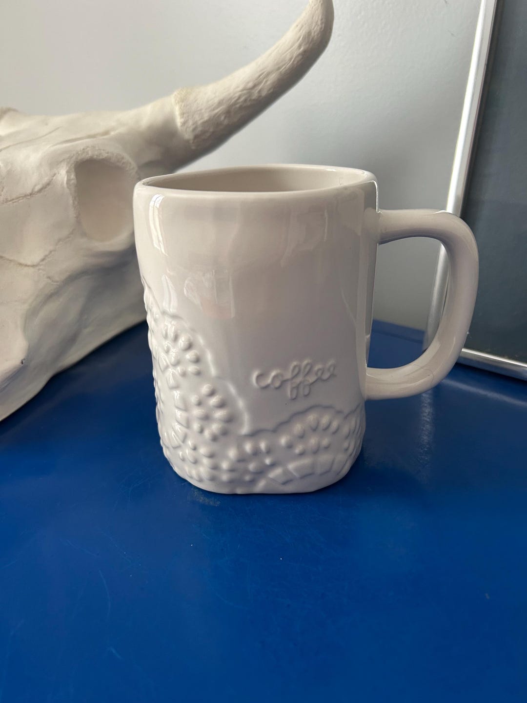 Rae Lettering Design Rae Dunn Lace Design With Raised White Lettering Coffee Mug - Etsy Canada