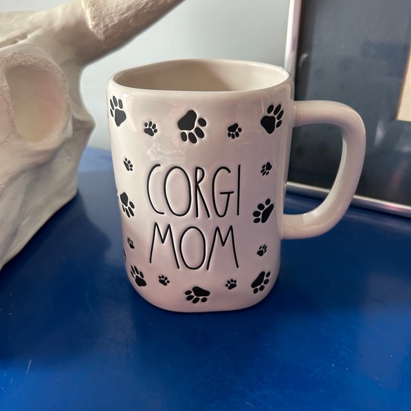 Rae Dunn Corgi Mom All Over Paw Print Mug
