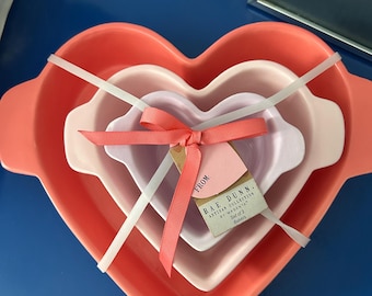 Rae Dunn Valentine’s Day Set of Three Oh La La Heart Shaped Baking Dishes Casseroles