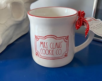 Rae Dunn Christmas White and Red Mrs. Claus’ Cookie Co. Mug