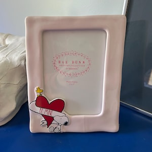 Rae Dunn Peanuts Light Pink Snoopy and Woodstock Be Mine 5 x 7 Picture Frame Photo Frame