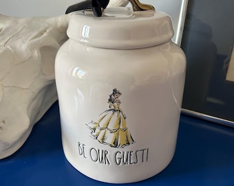Rae Dunn Disney Beauty and the Beast Belle Be Our Guest Canister