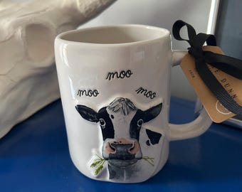 Rae Dunn Holstein Cow Moo Moo Moo Mug