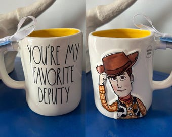 Rae Dunn Disney Pixar Toy Story Woody You’re My Favorite Deputy Double Sided Mug