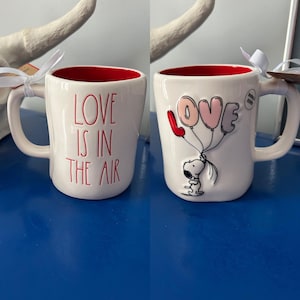 Rae Dunn Peanuts Snoopy Valentine’s Day Love Is In the Air Double Sided Mug