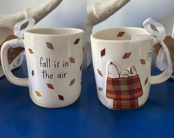 Rae Dunn Peanuts Snoopy Falling Leaves Fall Is In The Air Double Sided Mug