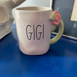 Rae Dunn Pink Flower on Handle Gigi Mug