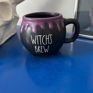 Rae Dunn Purple and Black Cauldron Shaped Witch’s Brew Mug