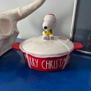 レイ・ダン ピーナッツ スヌーピー ハグ クリスマスプレゼント レッド ベーキングディッシュ 蓋付き
