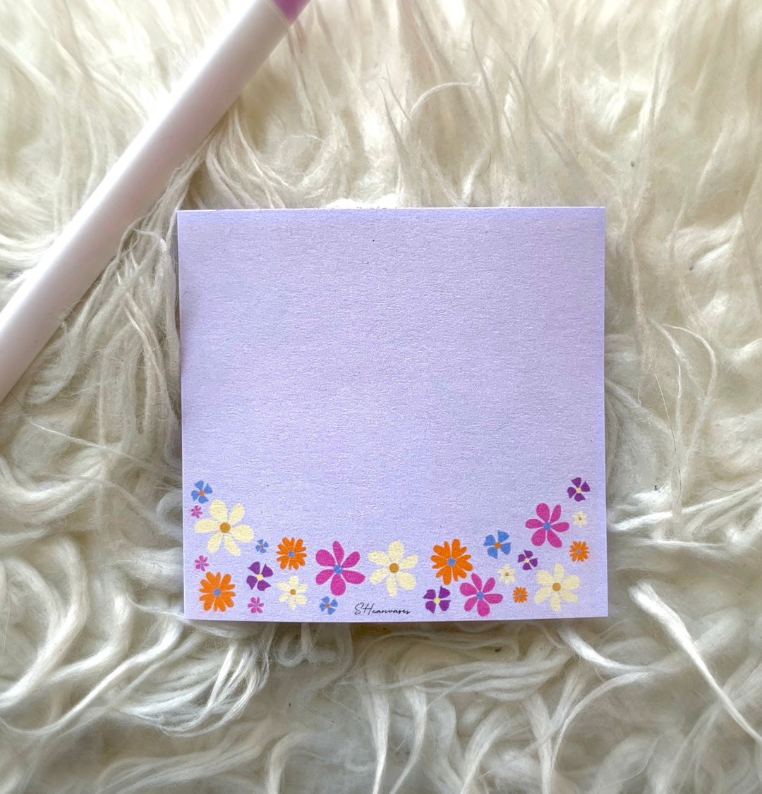 Flower Sticky Notes/ Colorful Flowers Sticky Notes Etsy