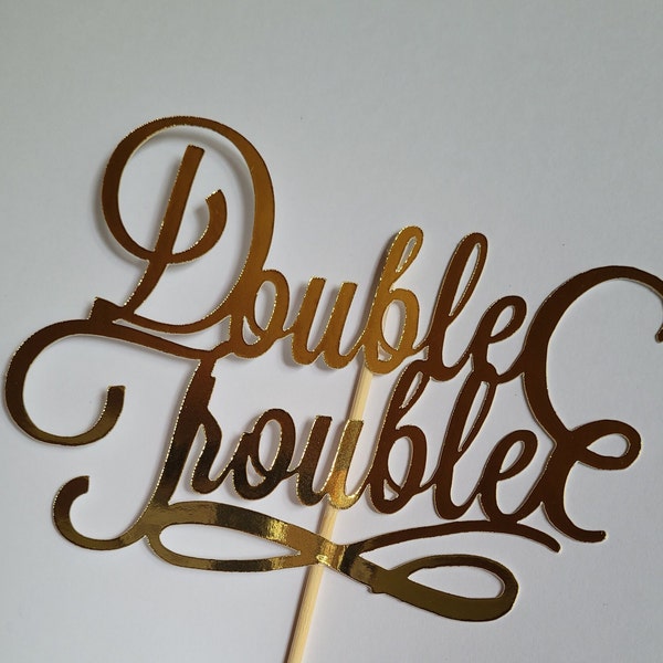 Double trouble cake topper, perfect for twins, best friends, joint birthday