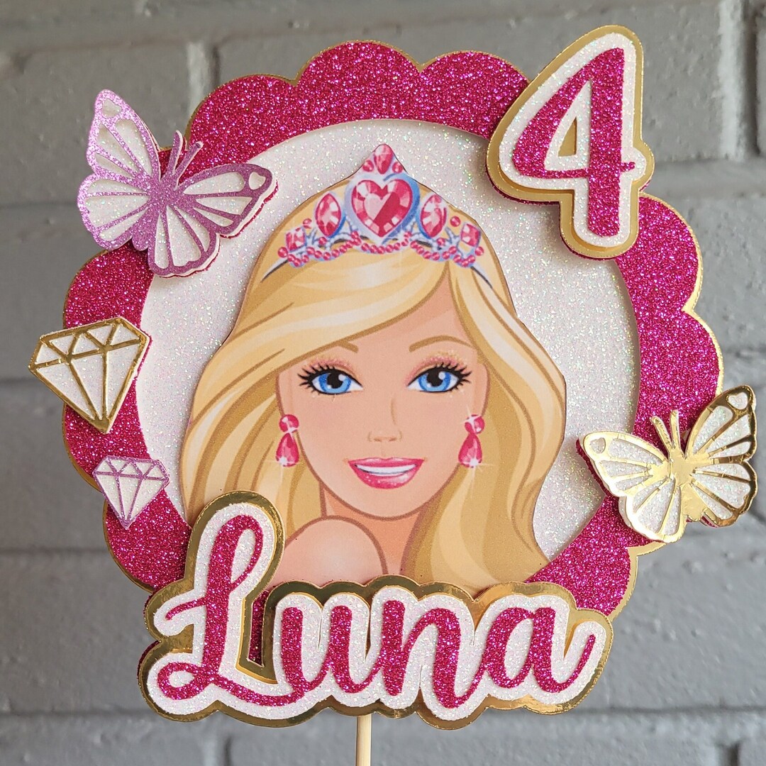 Barbie Doll Cake Topper Personalised With Name and Age Etsy UK
