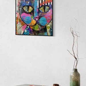 Cat Art Print, Cat Print, Cat Wall Art, Cat Wall Decor, Cat Wall Painting, Cat Print Wallpaper, Cat Portrait, Artistic Wall Painting zdjęcie 7