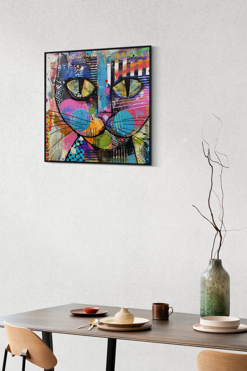 Cat Art Print, Cat Print, Cat Wall Art, Cat Wall Decor, Cat Wall Painting, Cat Print Wallpaper, Cat Portrait, Artistic Wall Painting zdjęcie 7