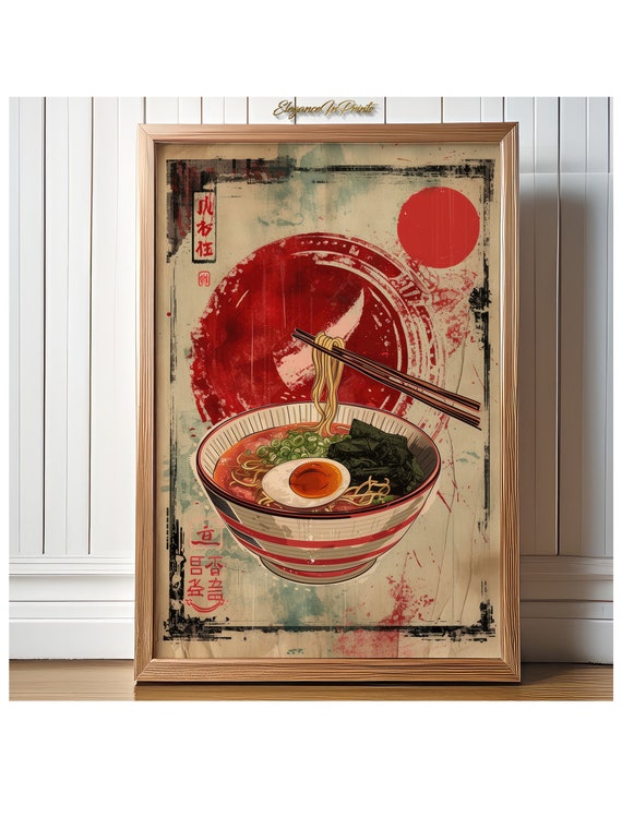 Ramen Poster, Japanese Poster, Ramen Wall Art, Japanese Print, Food Poster, Cafe Wall Art, Japanese Painting Wall Art, Cafe Wall Decor