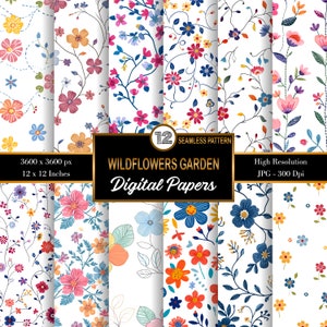Floral Seamless Patterns, Flower Seamless Pattern, Floral Seamless, Digital Scrap Paper, Digital Craft Paper Bundle, Scrapbooking Paper