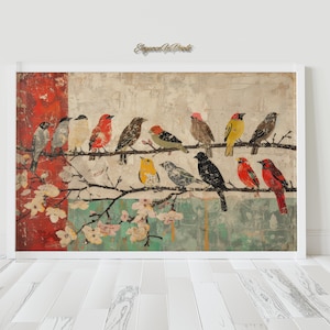 Vögel auf einem Draht Wandkunst, Vogel Dekor, Vintage Vogel Druck, Vogel Wandkunst, Vögel auf einem Draht Wandkunst, Vogel Malerei, Vintage Vogel Wand Dekor